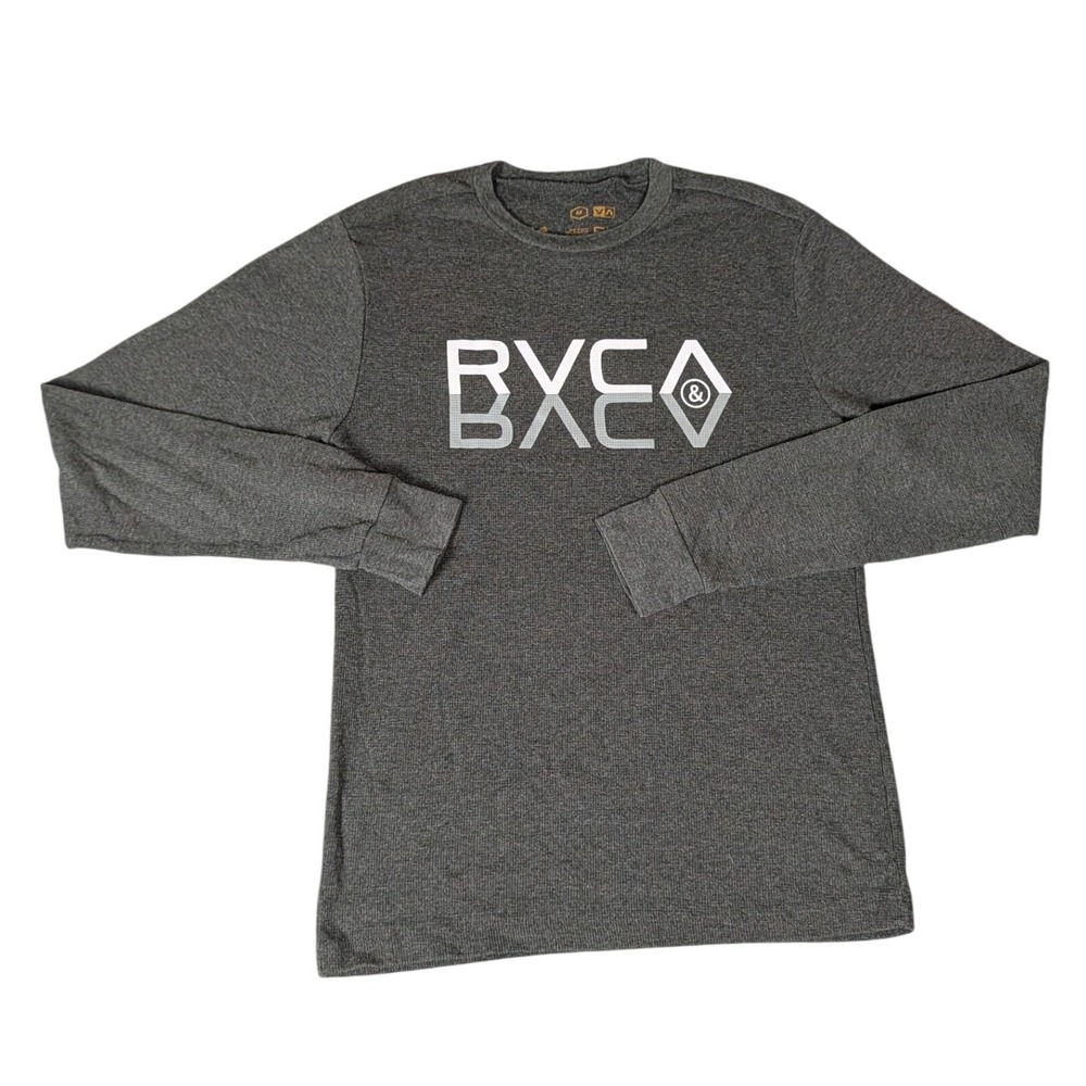 RVCA Artist Network Program Mens Charcoal Grey Waffle Knit Long Sleeve Shirt
